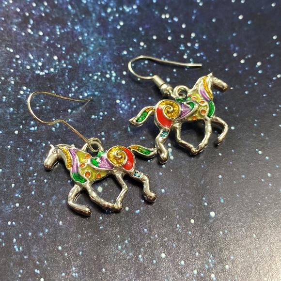 Equestrian Horse Enameled Earrings - Picture 8 of 12